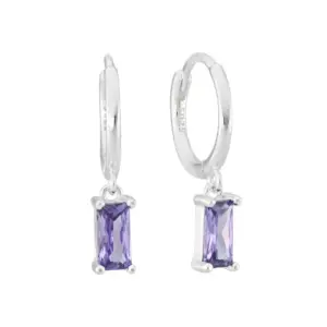 Argola pingente retangular roxo