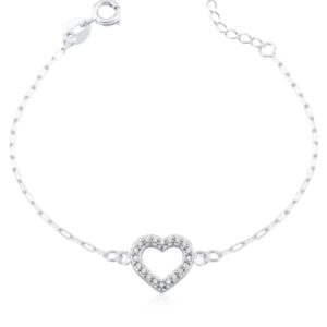 Pulseira coração cravejado vazado