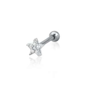 Piercing reto estrela cravejada