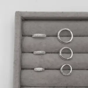 Trio argola cravejada 2 fileiras